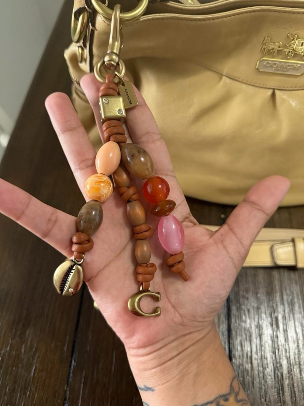 NWT Coach beaded keychain